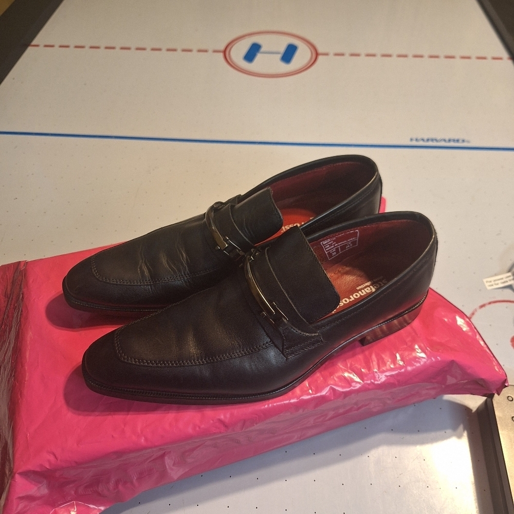 Stefanorossi Black Leather Slip-On  Men's Loafers Shoes . Size 39